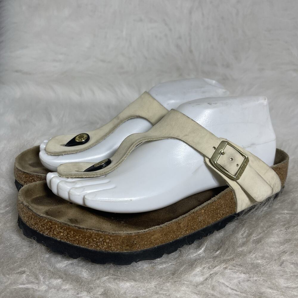 Birkenstock Gizeh Suede Sandals Cream Narrow EU 39 Women’s 8 Germany